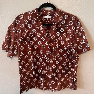 Floral Block Print Camp Shirt